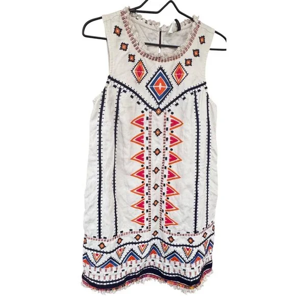Anthropologie Akemi + Kin Geometric Embroidered Sleeveless Dress Size 4 - Picture 4 of 13